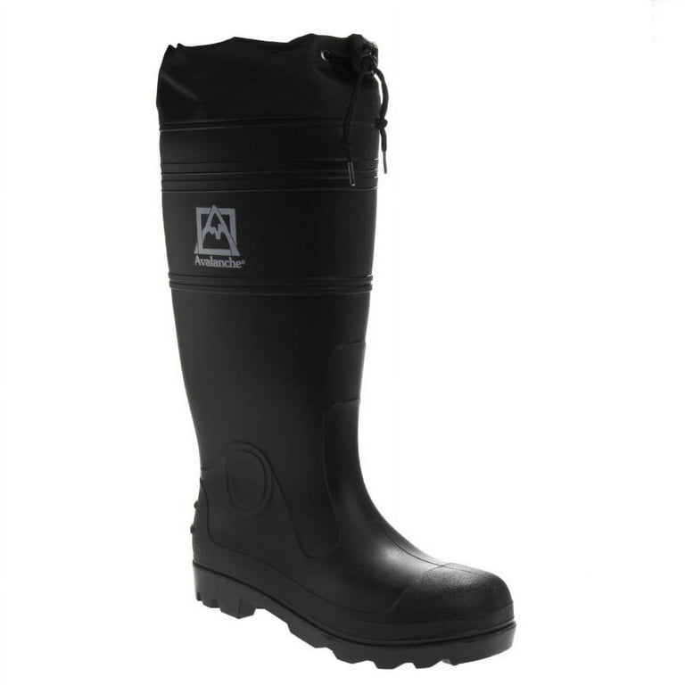 Avalanche Men's Insulated Waterproof Rubber Rain Boots Black