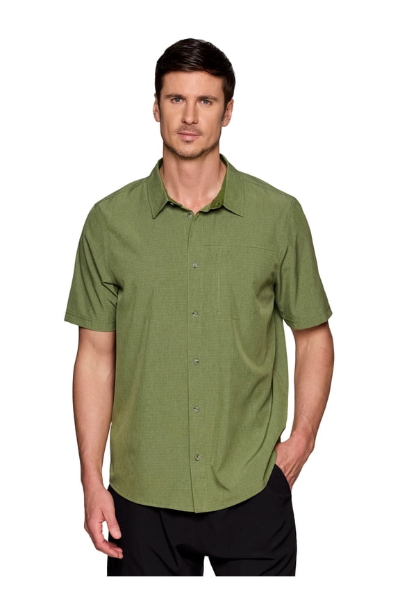 Men's Stretch Woven Collared Hiking Shirt with Zipper Pocket