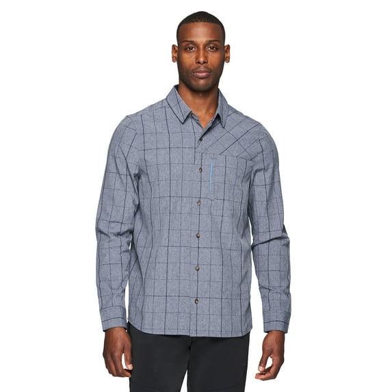 Avalanche Men's Stretch Woven Plaid Button Up Shirt With Zipper Pocket