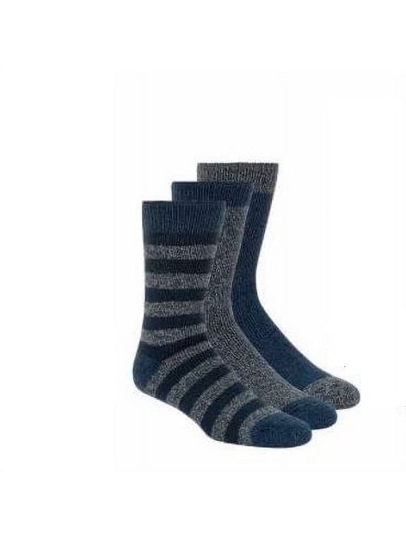 Men's Ultimate Winter Thermal Socks 3 Pair, Blue/Gray Shoe Size 6-12