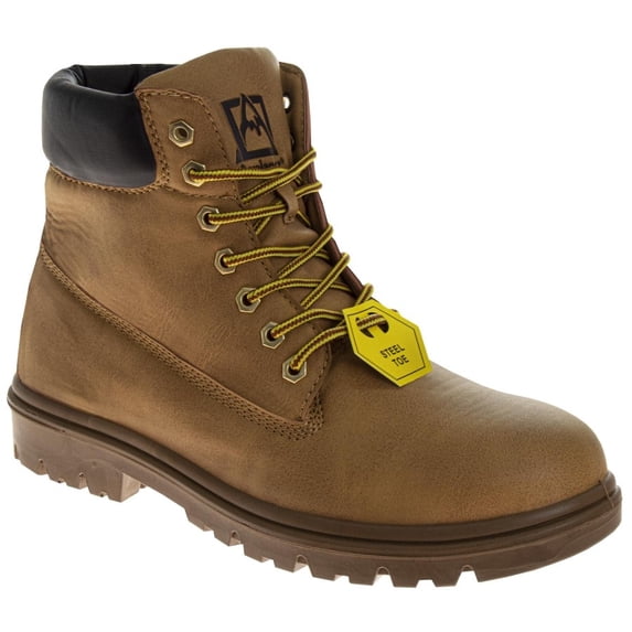 Avalanche Steel Toe Work Boots for Men Tan, Size: 11