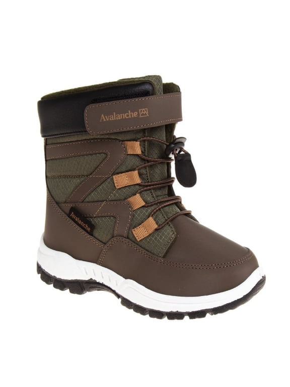 Toddler Boys' Synthetic Snow Boots with Bungee Cord and Hook & Loop Closure