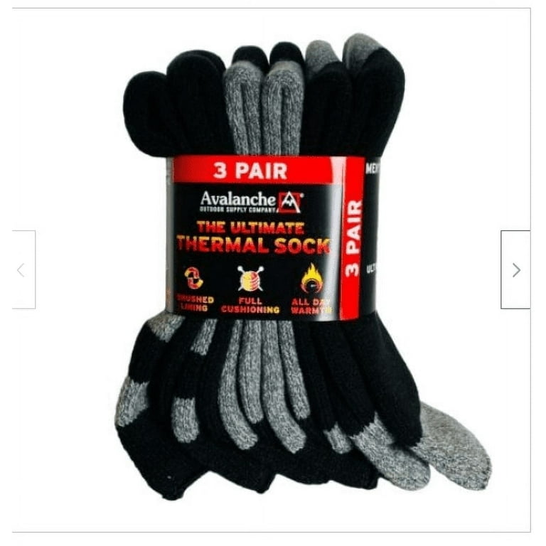 Avalanche Ultimate Thermal Socks Pair Pack, Men's Size 6-12