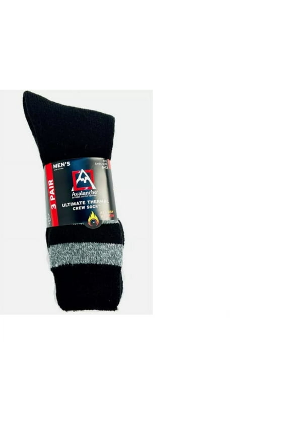 Ultimate Thermal Crew Sock-3 Pair-Size 6-12 Men's Black