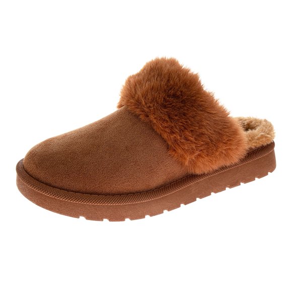 Avalanche Women's Faux Fur Clog Slippers, Cozy Memory Foam House Shoes for Indoor and Outdoor Wear (Ladies)