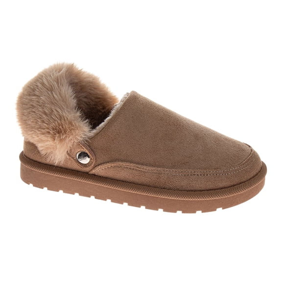 Avalanche Women's Faux Suede Clog Slippers, Plush Faux Fur House Shoes with Non-Slip Sole (Ladies)