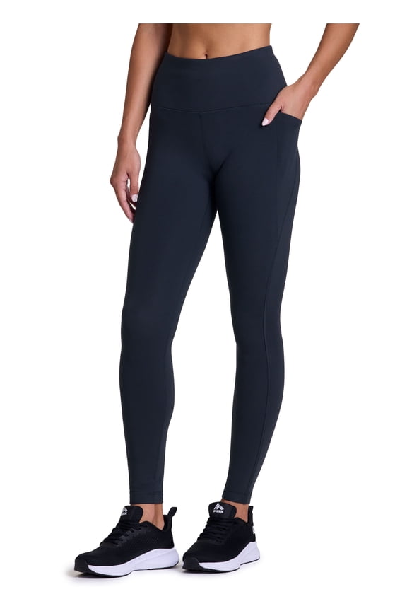 Women's Full Length Brushed Fleece Lined Hiking Legging with Waistband Zipper Pocket