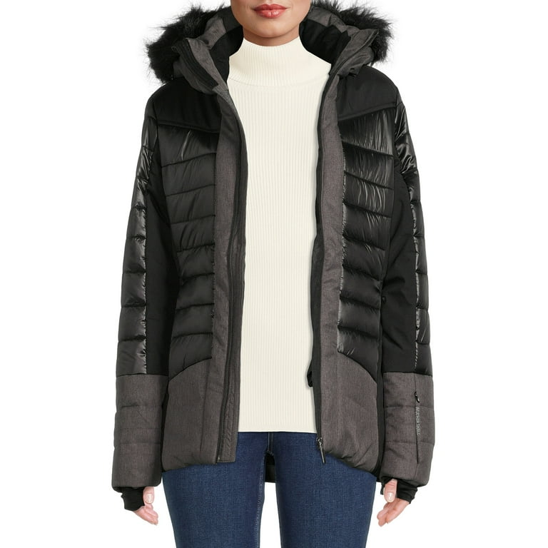 Avalanche Women s Hooded Mixed Media Ski Jacket Walmart