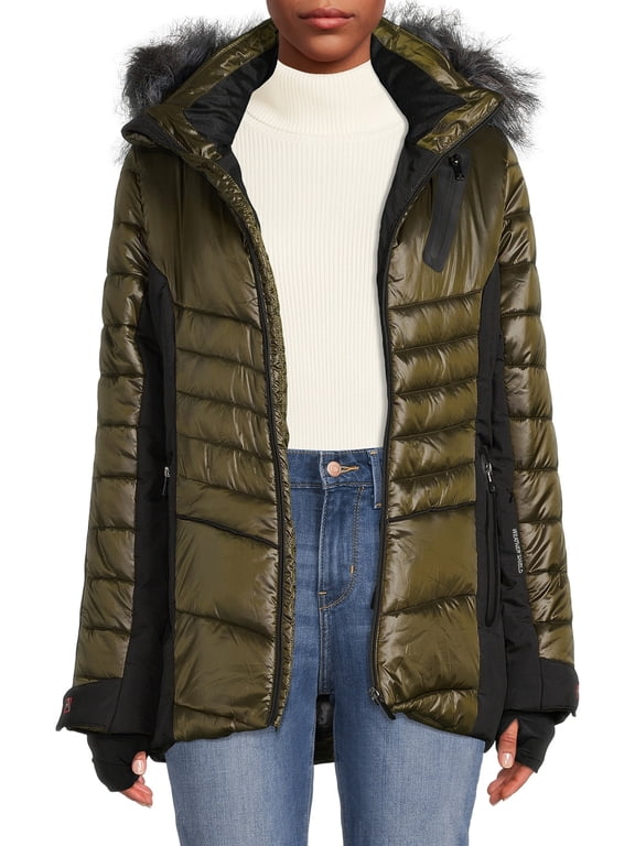 Women's Hooded Quilted Ski Jacket