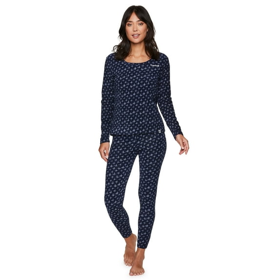 Avalanche Women's Modern Stars Waffle Knit Thermal Pajama Set