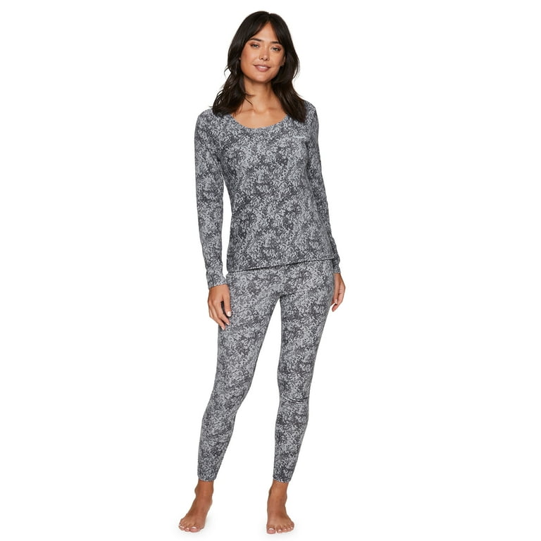 Avalanche Women's Snakeskin Waffle Knit Thermal Pajama Set 