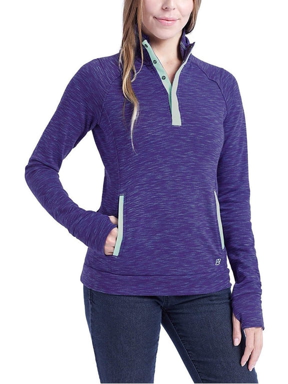 Womens Loma Snap Neck Pullover Sweater (Aster Purple/Bay, X-Large)