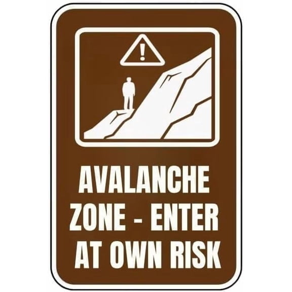 Avalanche Zone Sign – Enter at Own Risk – 8x12 Inch RustFree Aluminum,Reflective & Weatherproof Metal Warning,HighVisibility Safety for Mountain Trails or Ski Resorts