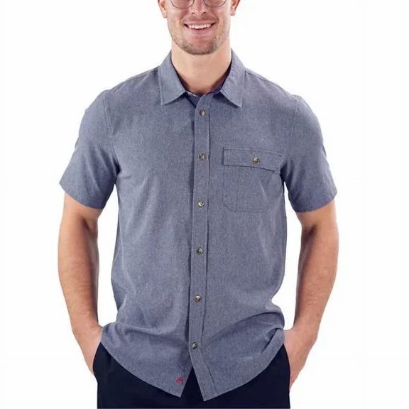 Avalanches Men's Performance Short Sleeve Woven Shirt (Blue, 3X-Large)