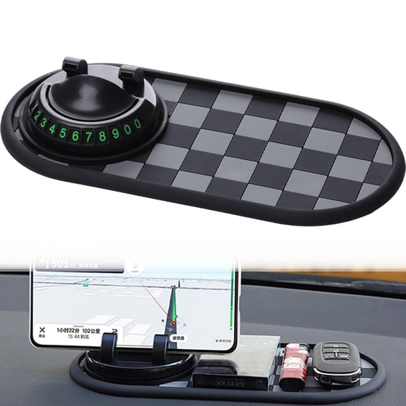 Avaleric Anti-Slip Phone Holder Storage Mat, Multifunctional Car Anti-Slip Mat for Car Dash, Dash Pad with Temporary Parking Number for Phone Sunglasses Key