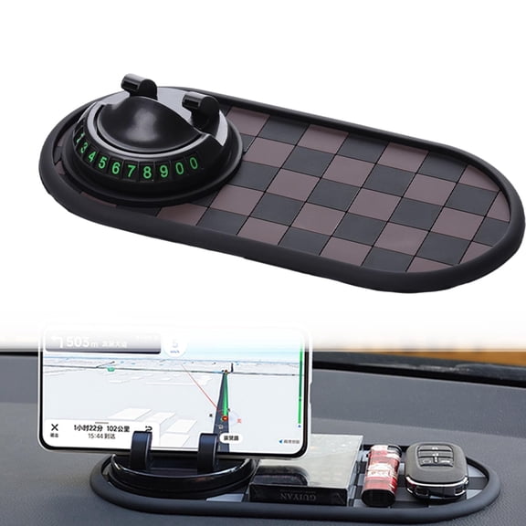 Avaleric Anti-Slip Phone Holder Storage Mat, Multifunctional Car Anti-Slip Mat for Car Dash, Dash Pad with Temporary Parking Number for Phone Sunglasses Key