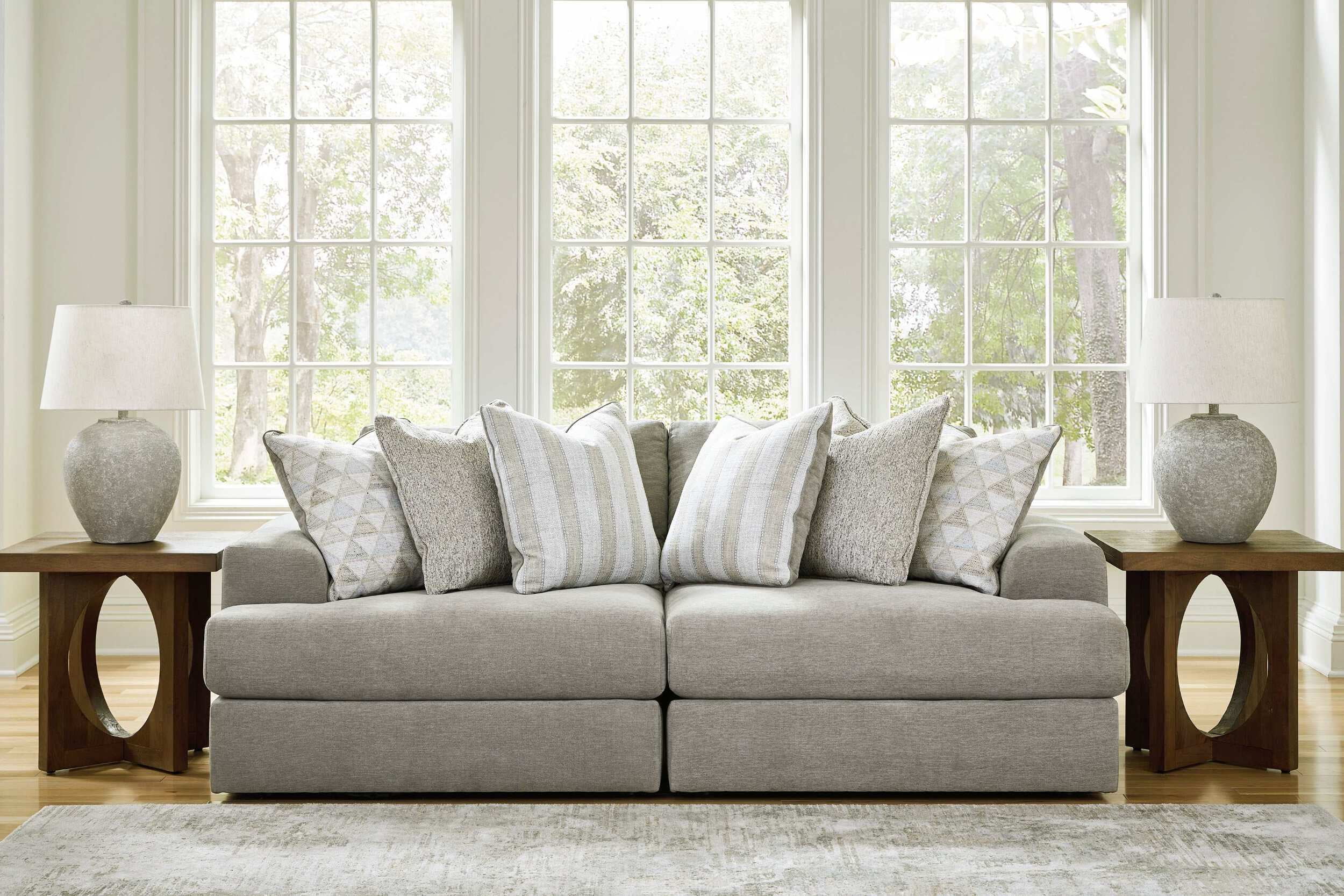 Ash Gray Chenille Modular Sectional Sofa with Cushions
