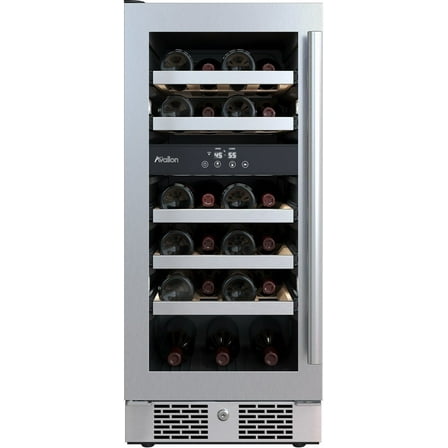 Avallon Awc152dzlh 15" Wide 23 Bottle Capacity Dual Zone Wine Cooler - Stainless Steel