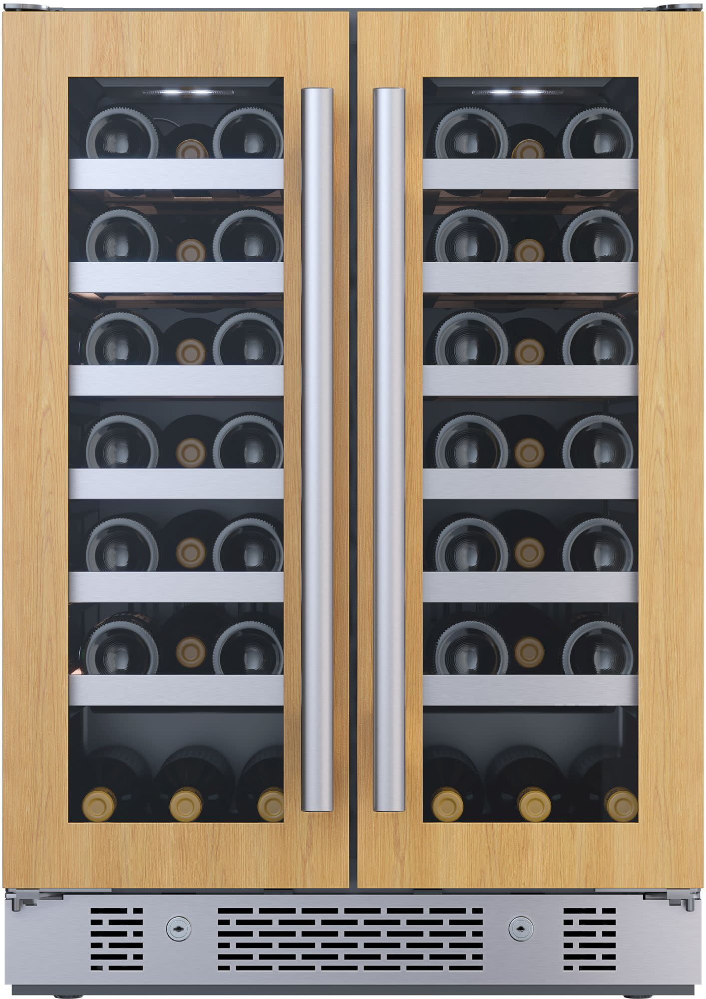 Panel Ready French Door 42-Bottle Wine Cooler with Metal Shelves