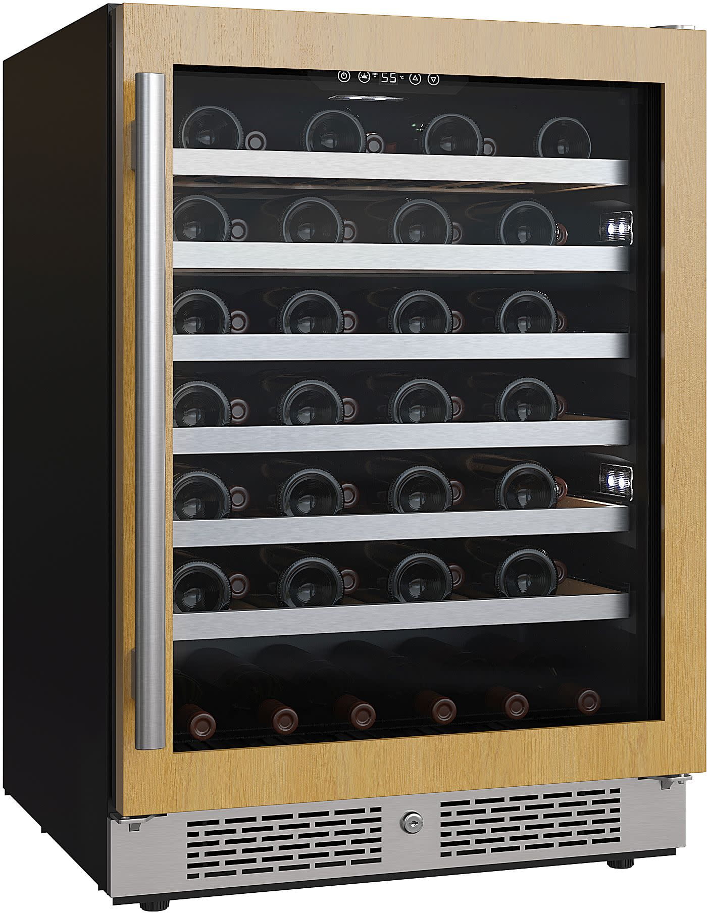 Panel Ready 24-Inch Freestanding Wine Cooler with Metal Shelves