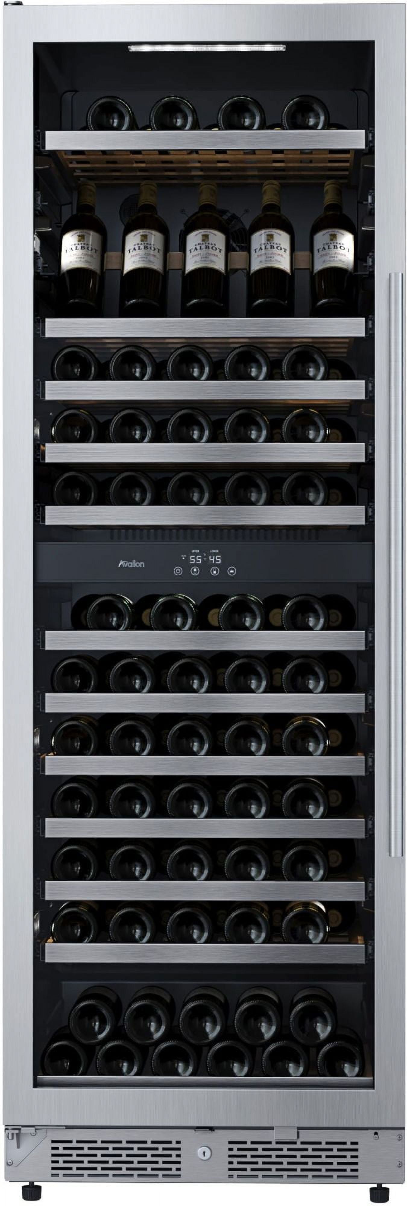 Avallon 24" Stainless Steel Dual Zone Wine Cooler with Wood Shelves