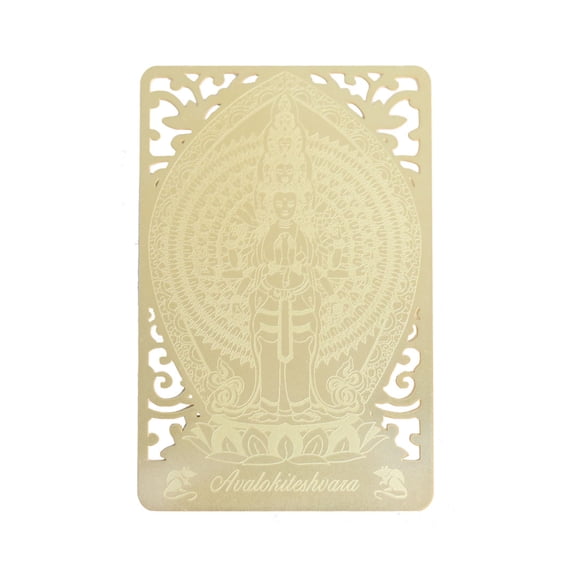 Avalokiteshvara Bodhisattva Talisman Card for Rat Printed on a Card in Gold