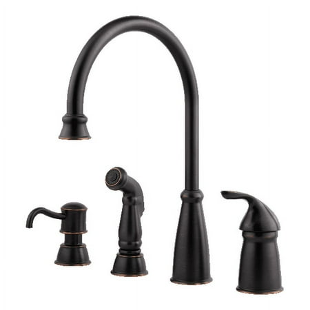 Avalon 1-Handle Kitchen Faucet with Side Spray & Soap Dispenser in Tuscan Bronze