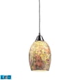 thumbnail image 1 of Avalon 1-Light Mini Pendant in Satin Nickel with Multi-colored Crackle Glass - Includes LED Bulb, 1 of 2