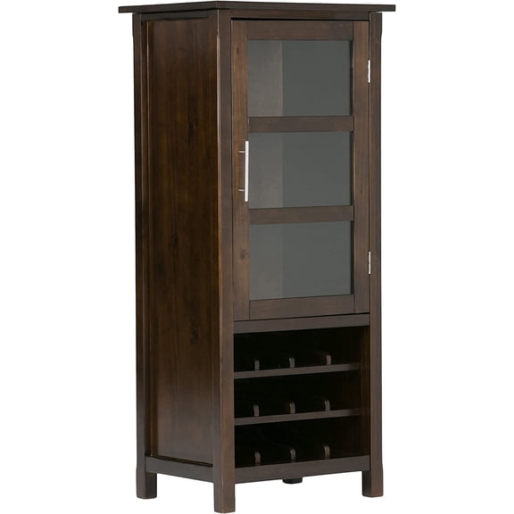 Avalon 12-Bottle SOLID WOOD 22 Inch Wide Contemporary High Storage Wine Rack Cabinet in Dark Tobacco Brown, For the Living Room, Dining Room and Kitchen