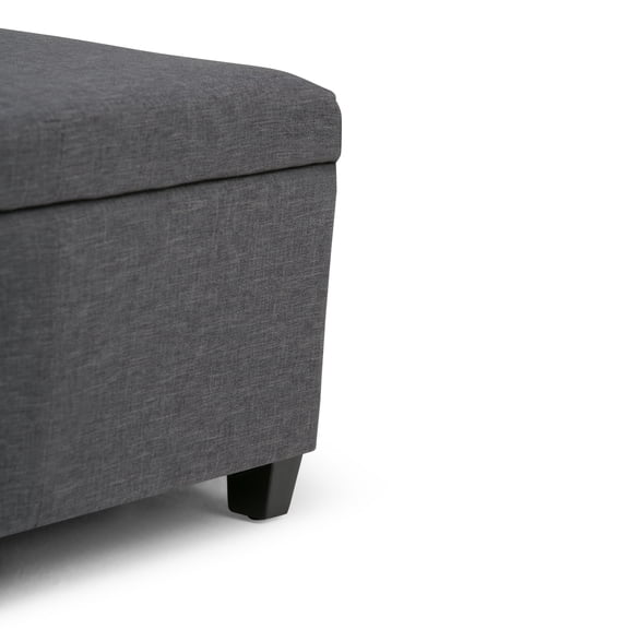 Avalon 48 inch Wide Storage Ottoman Bench in Slate Grey Linen Look Fabric