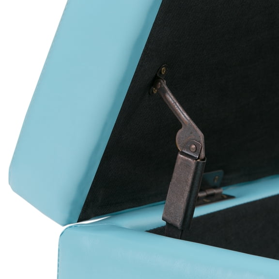 Avalon 48 inch Wide Storage Ottoman Bench in Soft Blue Vegan Leather