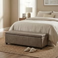 thumbnail image 1 of Avalon 48 inch Wide Transitional Storage Ottoman Bench in Distressed Smoky Grey Brown Vegan Leather, 1 of 11