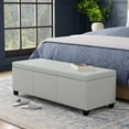 thumbnail image 1 of Avalon 48 inch Wide Transitional Storage Ottoman Bench in Light Stone Grey Linen Look Fabric, 1 of 10