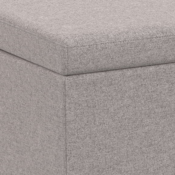 Avalon 54 inch Wide Extra Large Storage Ottoman Bench in Cloud Grey Polyester Linen Fabric
