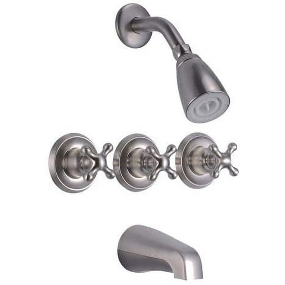 Avalon Bathroom Shower 3 Cross Handle Satin Nickel Heavy Duty