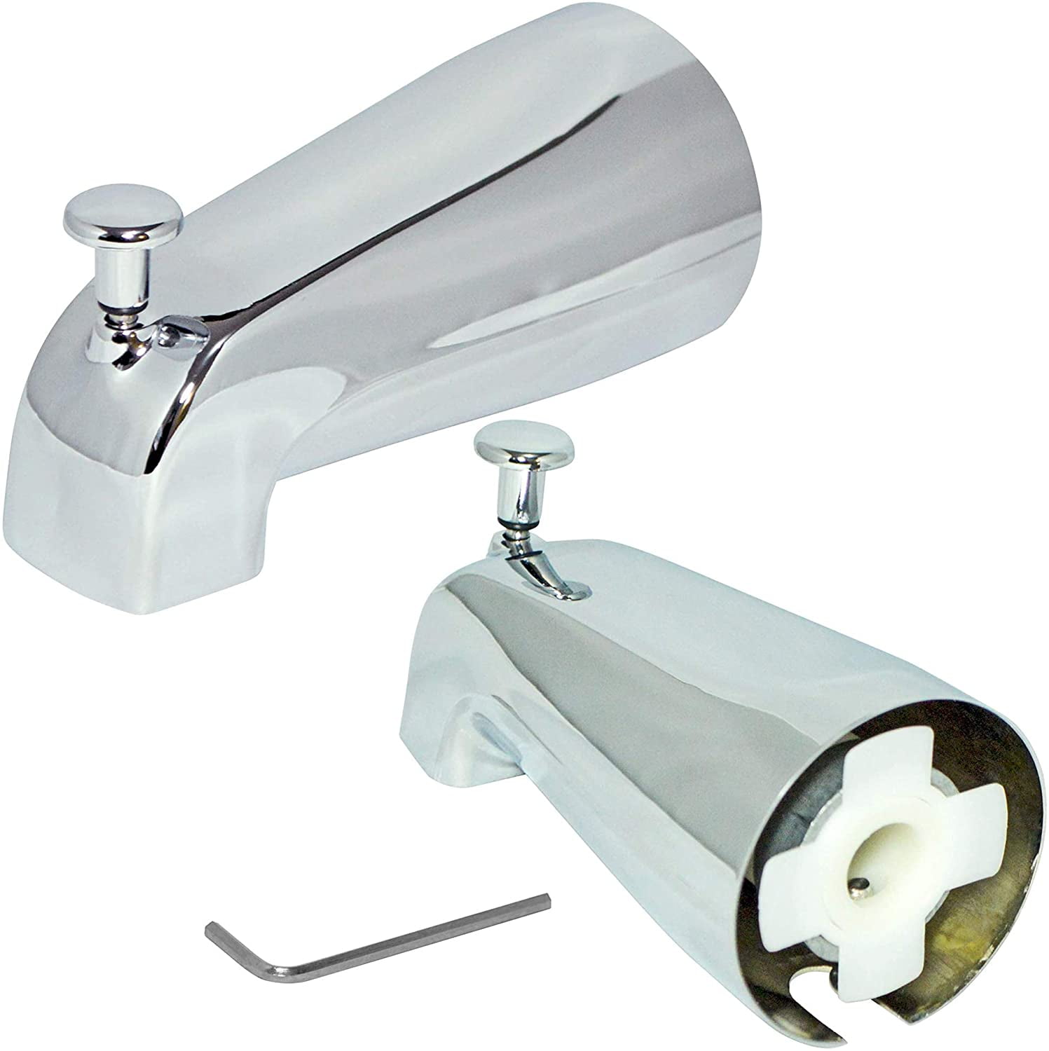 Polished Chrome Wall Mounted Bathtub and Shower Spout with Diverter