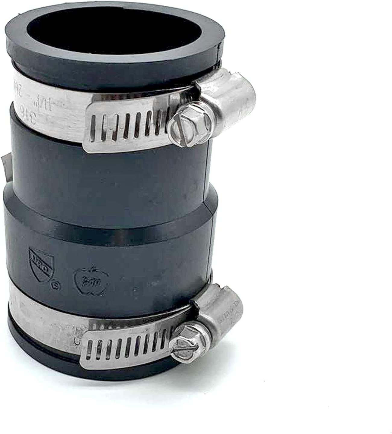 Black Rubber Flex Coupling with Stainless Steel Clamps