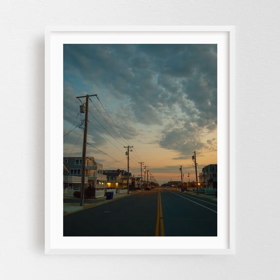 Avalon at Dawn - Avalon New Jersey Photography Sunset Coastal Street Photography Beach House Architecture Scenic Night Sky White Framed Wall Art Print 8 x 10 inches
