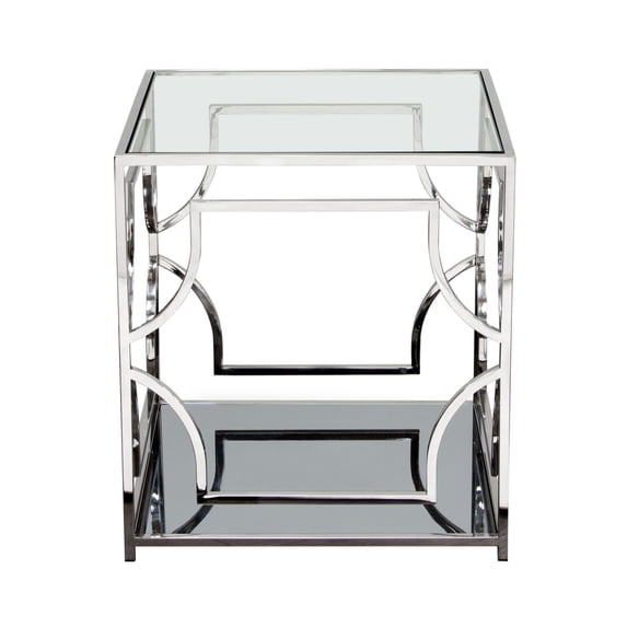 Diamond Sofa Avalon Glass Top End Table in Stainless Steel