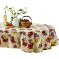 thumbnail image 1 of Avalon Fresh Ripe Fruit Vinyl Tablecloth with Flannel Backing - Apples, Peaches, Pear and Grape Fruit Print Flannel Backed Easy Care Vinyl Tablecloth, Oval, 1 of 7