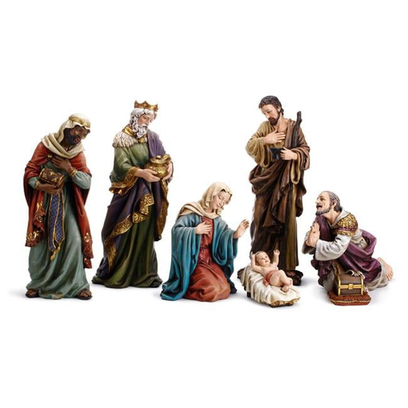 Hand Painted 23.5-Inch Nativity Scene Set, 7-Piece