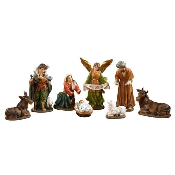 Avalon Gallery Nativity Sets for Christmas - Indoor Hand Painted Nativity Scene, 6-Inch Scale, 8-Piece