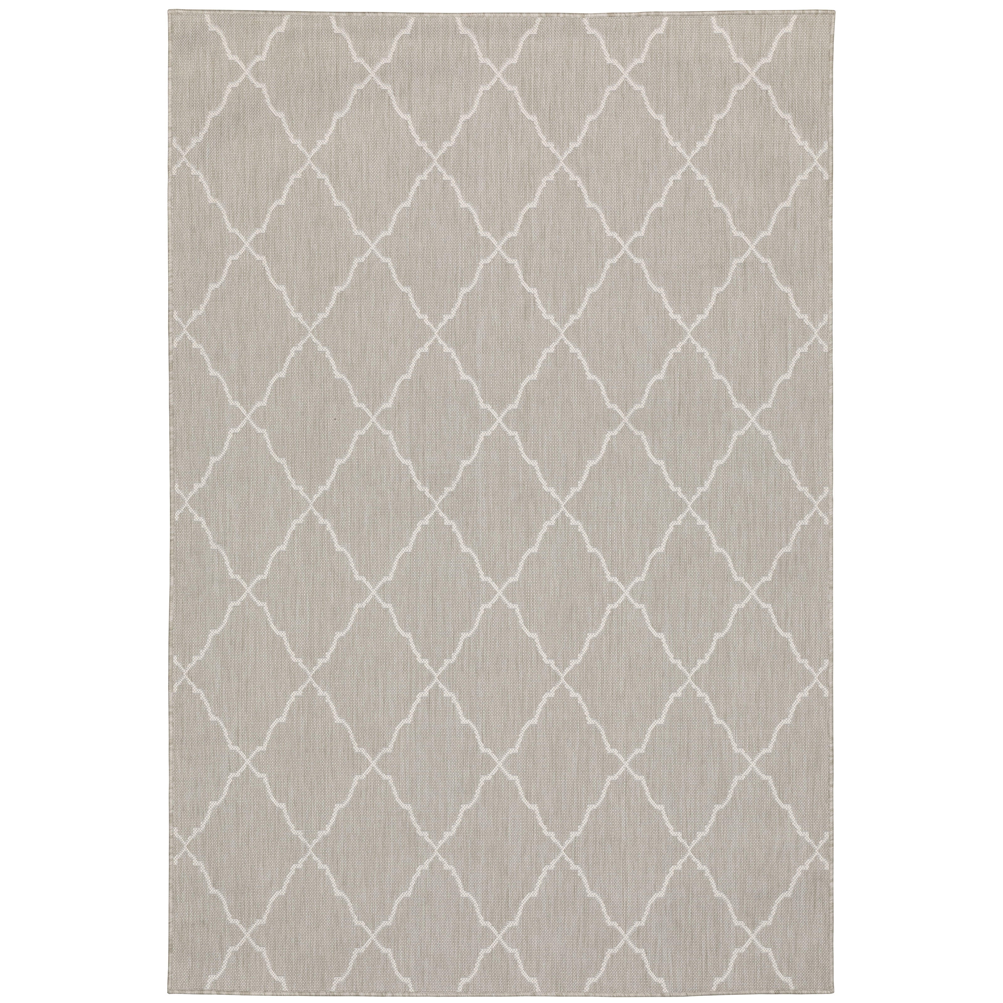 Avalon Home 10' x 13' Gray and Taupe Geometric and Trellis Outdoor Rug