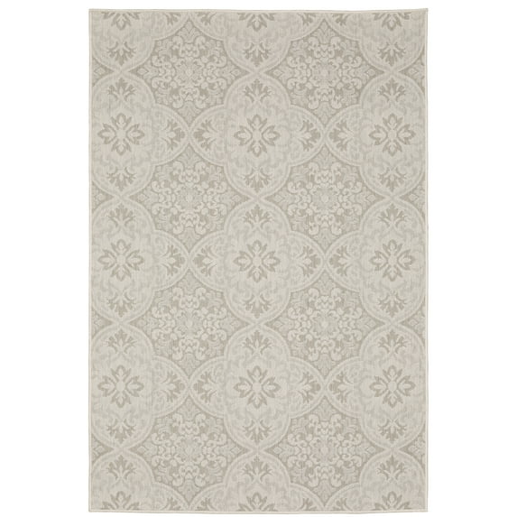 Avalon Home 10' x 13' Ivory and Gray Floral Outdoor Rug