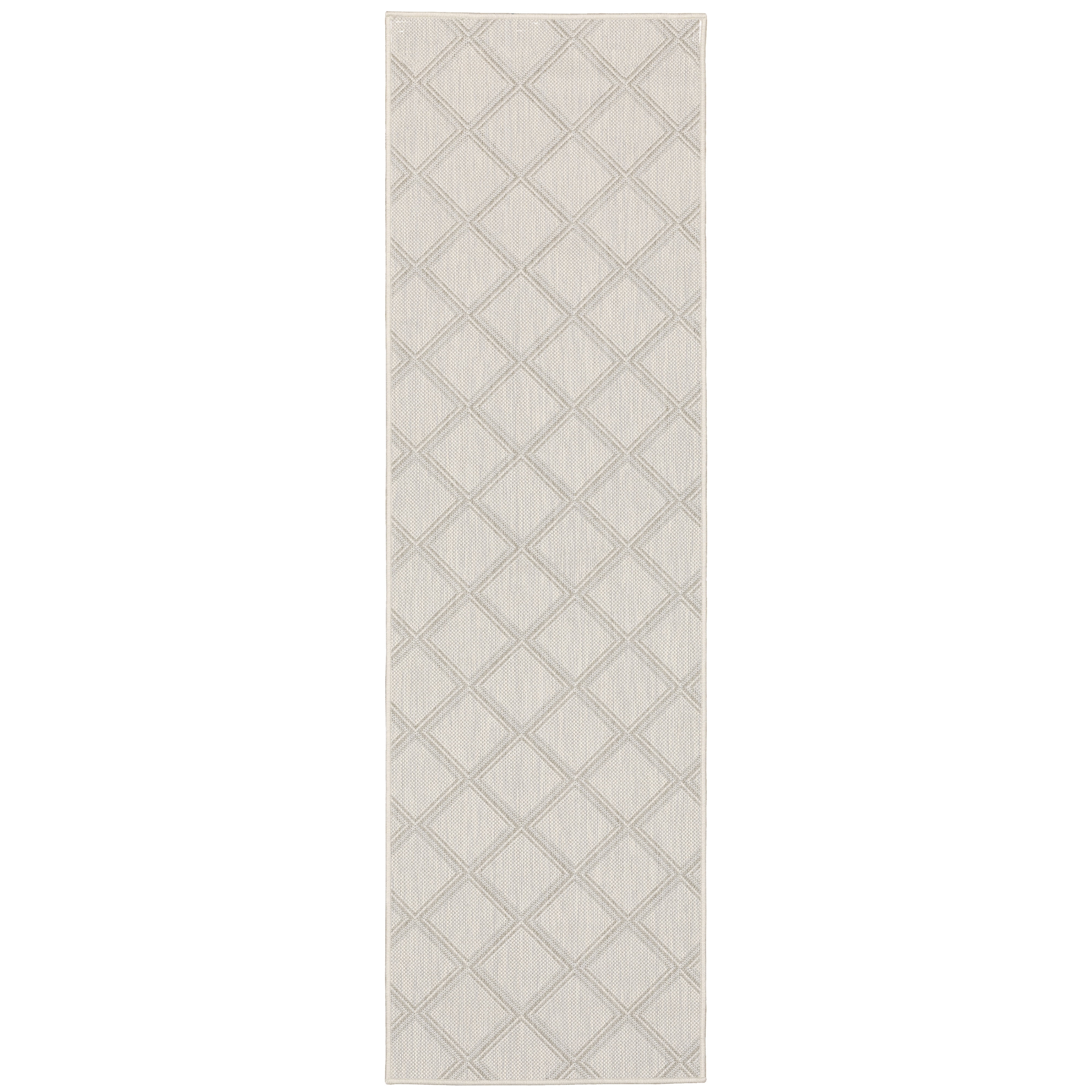 Avalon Home 2' x 7' Ivory and Gray Geometric Outdoor Rug
