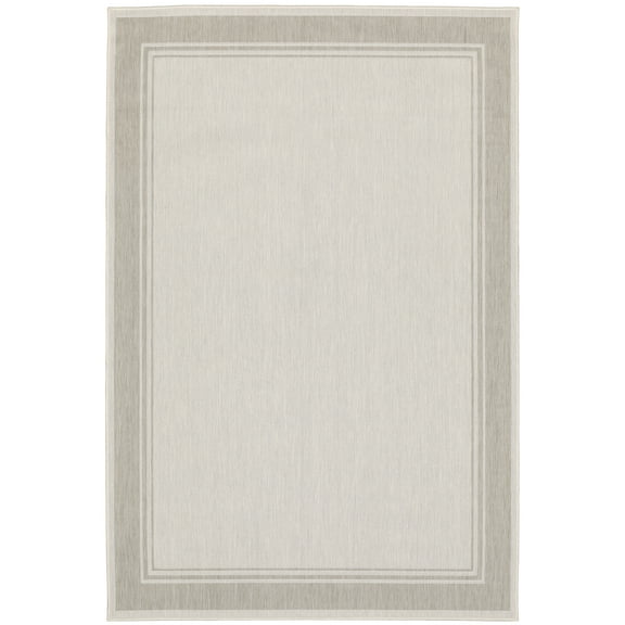 Avalon Home 3' x 5' Gray and Ivory Border Outdoor Rug
