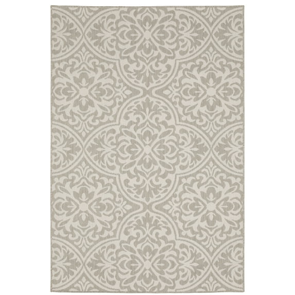 Avalon Home 3' x 5' Gray and Taupe Floral Outdoor Rug