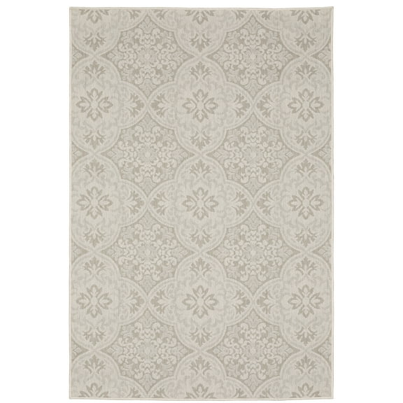 Avalon Home 3' x 5' Ivory and Gray Floral Outdoor Rug