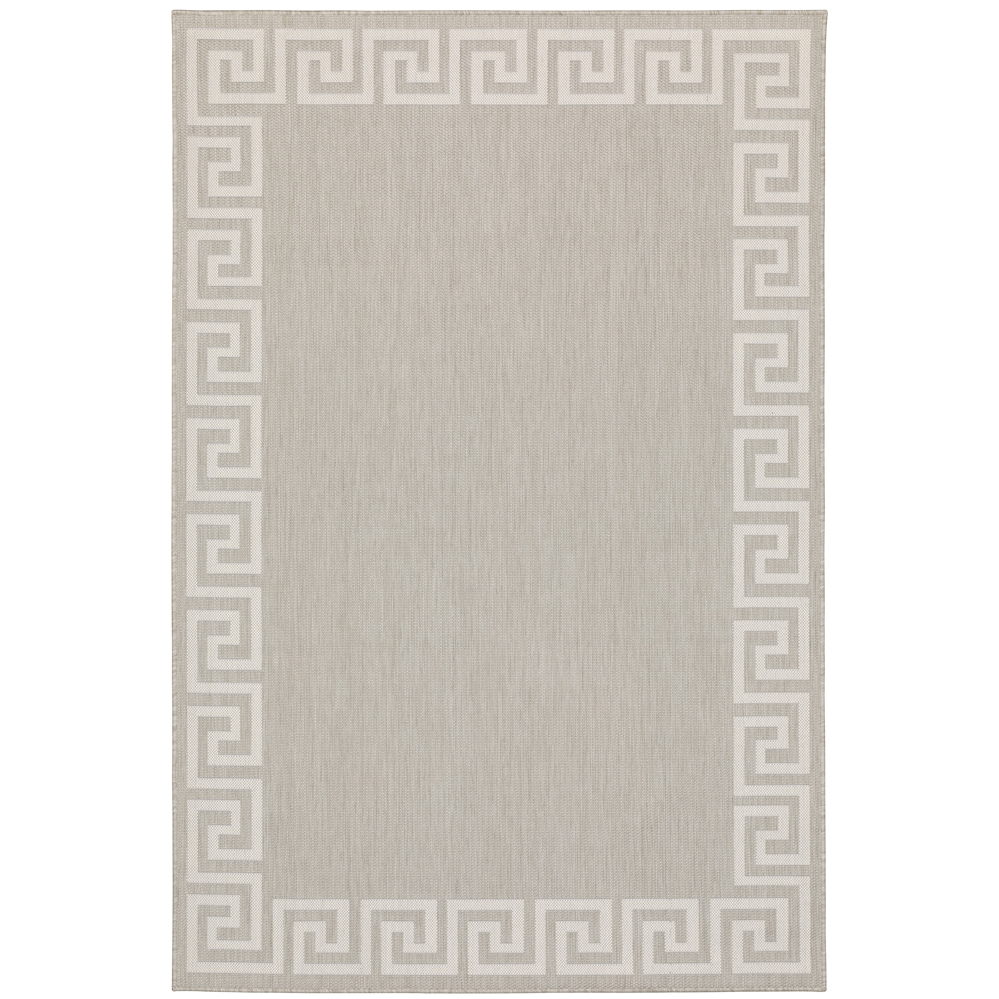 Avalon Home 5' x 7' Gray and Taupe Border Outdoor Rug