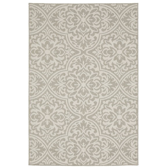 Avalon Home 5' x 7' Gray and Taupe Floral Outdoor Rug
